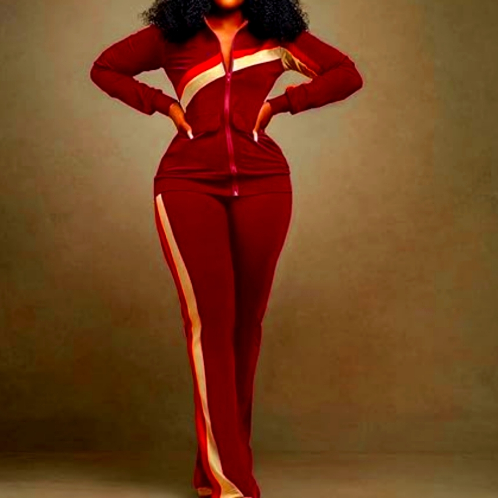 Women's Burgundy Track Jacket and pants